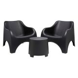 Set Salotto da Esterno Nero Antracite 2 Posti un Tavolino, Tavolo Tavolino - Cormons
