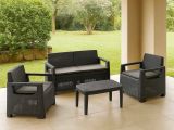 Set Salotto da Esterno Nero Antracite 4 Posti un Tavolino, Cuscini Inclusi - Covo