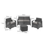 Set Salotto da Esterno Nero Antracite 4 Posti un Tavolino, Cuscini Inclusi - Triulzi