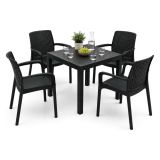 Set Salotto da Esterno Nero Antracite 4 Posti un Tavolino, Impermeabile Idrorepellente Made in Italy - Mataga