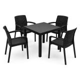Set Salotto da Esterno Nero Antracite 4 Posti un Tavolino, Impermeabile Idrorepellente Made in Italy - Mataga
