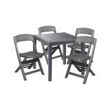 Set Salotto da Esterno Nero Antracite 4 Posti un Tavolino, Impermeabile Made in Italy - Falconara