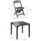 Set Salotto da Esterno Nero Antracite 4 Posti un Tavolino, Impermeabile Made in Italy - Sanzeno