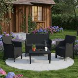 Set Salotto da Esterno Nero Antracite 4 Posti un Tavolino, Made in Italy - Lasca