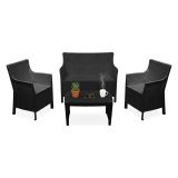 Set Salotto da Esterno Nero Antracite 4 Posti un Tavolino, Made in Italy - Lasca