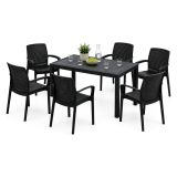 Set Salotto da Esterno Nero Antracite 6 Posti un Tavolino, Impermeabile Idrorepellente Made in Italy - Matarene