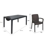 Set Salotto da Esterno Nero Antracite 6 Posti un Tavolino, Impermeabile Idrorepellente Made in Italy - Matarene