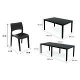 Set Salotto da Esterno Nero Antracite 8 Posti Tavolo Tavolo Allungabile, Finitura Effetto Doghe Made in Italy - Masiba