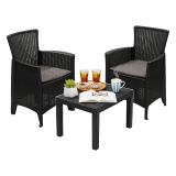 Set Salotto da Esterno Nero Antracite Grigio 2 Posti un Tavolino, Cuscini Inclusi - Macheri