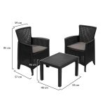 Set Salotto da Esterno Nero Antracite Grigio 2 Posti un Tavolino, Cuscini Inclusi - Macheri