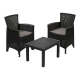 Set Salotto da Esterno Nero Antracite Grigio 2 Posti un Tavolino, Cuscini Inclusi - Macheri