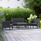 Set Salotto da Esterno Nero Antracite Grigio 4 Posti un Tavolino, Resistenti ai Raggi uv - Geneva