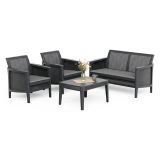 Set Salotto da Esterno Nero Antracite Grigio 4 Posti un Tavolino, Resistenti ai Raggi uv - Geneva