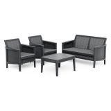 Set Salotto da Esterno Nero Antracite Grigio 4 Posti un Tavolino, Resistenti ai Raggi uv - Geneva