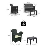 Set Salotto da Esterno Nero Antracite Nero Antracite 6 Posti 2 Tavolini, Impermeabile Idrorepellente Made in Italy - Curno