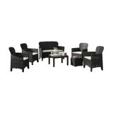 Set Salotto da Esterno Nero Antracite Nero Antracite 6 Posti 2 Tavolini, Impermeabile Idrorepellente Made in Italy - Dervio