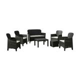 Set Salotto da Esterno Nero Antracite Nero Antracite 6 Posti 2 Tavolini, Impermeabile Idrorepellente Made in Italy - Dervio