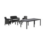 Set Salotto da Esterno Nero Antracite Nero Antracite Salottino 4 Posti, Tavolo 10 Posti Posti un Tavolino, Impermeabile Idrorepellente Made in Italy