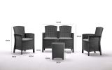 Set salotto da esterno Nettuno, Set da giardino con cuscini, Salottino indoor e outdoor effetto rattan, 100% Made in Italy, Antracite