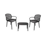 Set salotto da esterno Oliena, Salottino outdoor con cuscini, Set da balcone o giardino, Composizione soggiorno per esterni, Made in Italy, Antracite