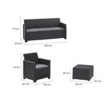 Set salotto da esterno Orillia, Antracite, Sofà 3 posti