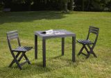 Set salotto da esterno Ortisei, Set da giardino con 1 tavolo rettangolare e 2 sedie pieghevoli, Set indoor e outdoor da Pic Nic, 100% Made in Italy, Antracite