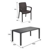 Set salotto da esterno Roccaraso, Salottino outdoor e indoor, Tavolo rettangolare fisso con 4 sedie impilabili, Made in Italy, Antracite