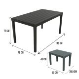 Set salotto da esterno Sanremo, Set da giardino con 1 tavolo rettangolare e 4 panchine, Set indoor e outdoor da Pic Nic, 100% Made in Italy, Antracite
