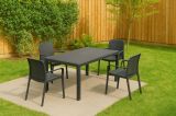 Set salotto da esterno Tarquinia, Salottino outdoor e indoor, Tavolo rettangolare fisso con 4 sedie impilabili, Made in Italy, Antracite
