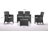 Set salotto da esterno Urano, Set da giardino con cuscini, Salottino indoor e outdoor effetto rattan, 100% Made in Italy, Antracite