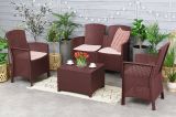 Set salotto da esterno Urano, Set da giardino con cuscini, Salottino indoor e outdoor effetto rattan, 100% Made in Italy, Marrone
