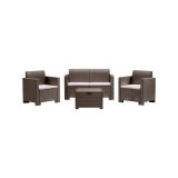 Set salotto da esterno Venere, Salottino outdoor, Set da balcone o giardino, Composizione soggiorno per esterni, Made in Italy, Tortora