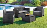 Set salotto da esterno Venere, Set da giardino con cuscini, Salottino indoor e outdoor effetto rattan, 100% Made in Italy, Antracite