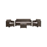 Set salotto da esterno Venus, Salottino outdoor, Set da balcone o giardino, Composizione soggiorno per esterni, Made in Italy, Tortora