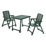 Set Salotto da Esterno Verde Antracite 2 Posti un Tavolino, set da Campeggio Bistrot Made in Italy - Lithia