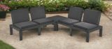 Set salotto da esterno Vigevano, Set da giardino con 4 sedute con schienale ed 1 modulo multifunzione, Salottino con cuscini, 100% Made in Italy, Antracite