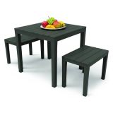 Set salotto esterno 2 panchette e 1 tavolo antracite - Alambico
