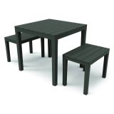 Set salotto esterno 2 panchette e 1 tavolo antracite - Alambico