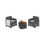 Set salotto esterno 2 poltroncine e 1 tavolino contenitore antracite - Ari