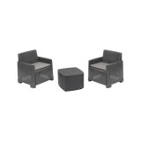 Set salotto esterno 2 poltroncine e 1 tavolino contenitore antracite - Ari