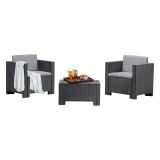 Set salotto esterno 2 posti e 1 tavolo effetto rattan antracite - Camini