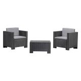 Set salotto esterno 2 posti e 1 tavolo effetto rattan antracite - Camini
