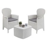 Set salotto esterno 2 posti e 1 tavolo effetto rattan bianco - Anny