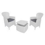 Set salotto esterno 2 posti e 1 tavolo effetto rattan bianco - Anny