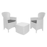 Set salotto esterno 2 posti e 1 tavolo effetto rattan bianco - Anny