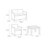 Set salotto esterno 3 posti e 1 tavolo effetto rattan beige - Nelson