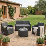 Set salotto esterno 4 poltrone e 1 divano antracite - Amer