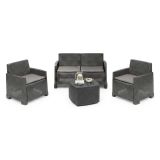 Set salotto esterno 4 poltrone e 1 divano antracite - Amer