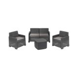 Set salotto esterno 4 poltrone e 1 divano antracite - Amer
