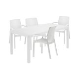 Set salotto esterno 4 posti e 1 tavolo bianco - Sover